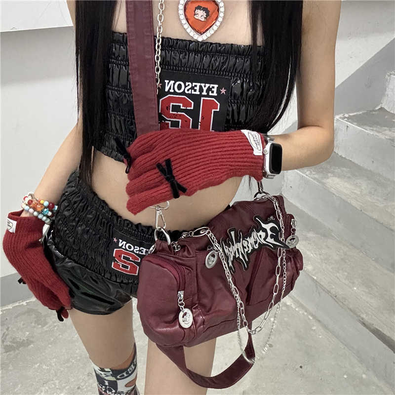 Motorcycle Commuter One Shoulder Y2g Millennium Hot Girl Niche Letter Crossbody Bag