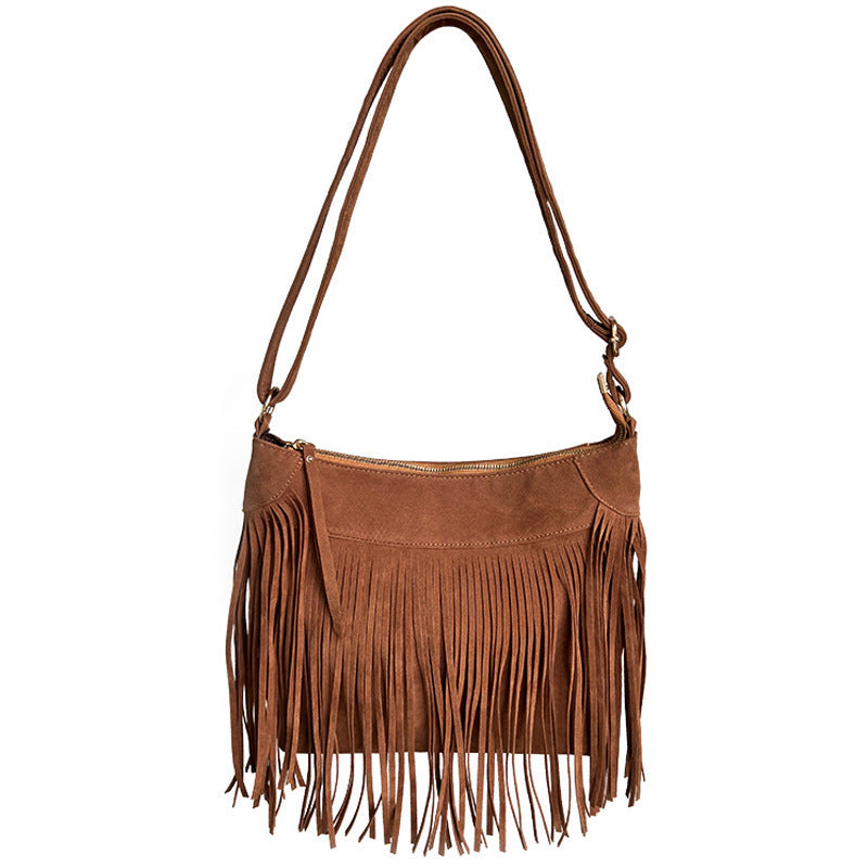 Tassel Retro Crossbody Fashionable All-match Simple Shoulder Bag