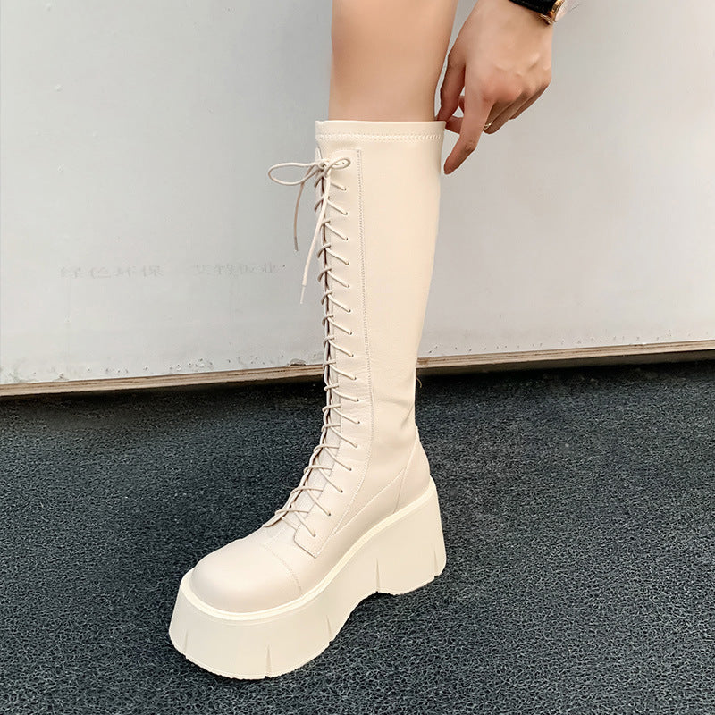 Fashion White Platform Women's High Boots