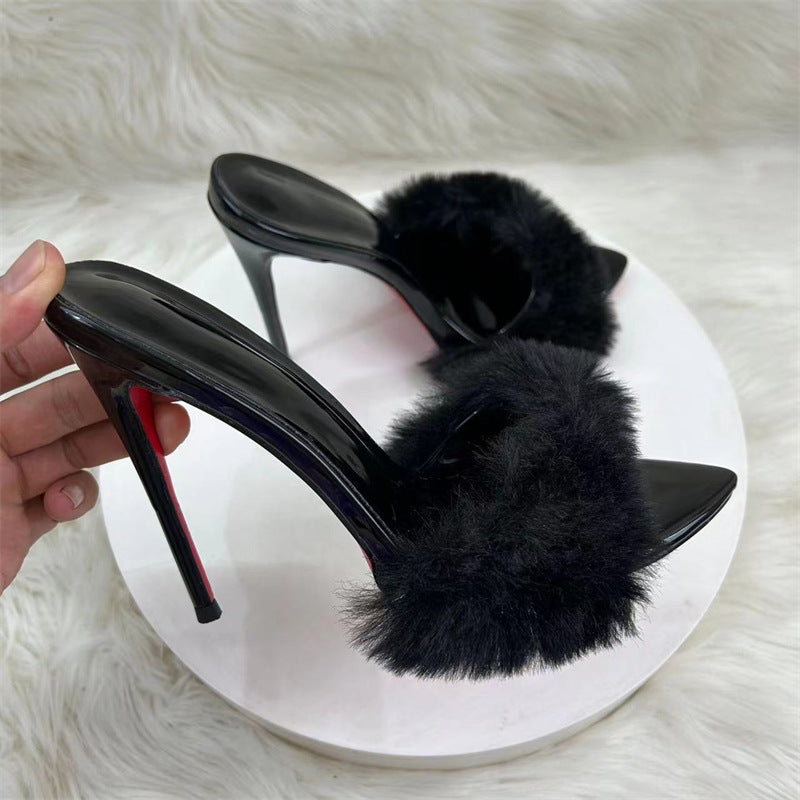 New 12cm Pointed Toe Stiletto Open Toe Pointed High Heels