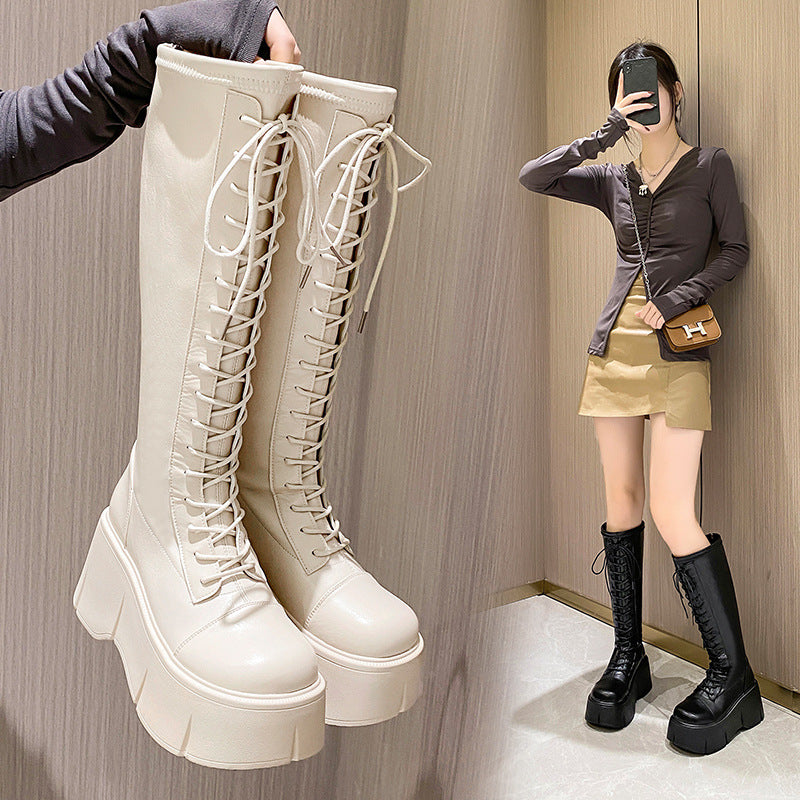 Fashion White Platform Women's High Boots