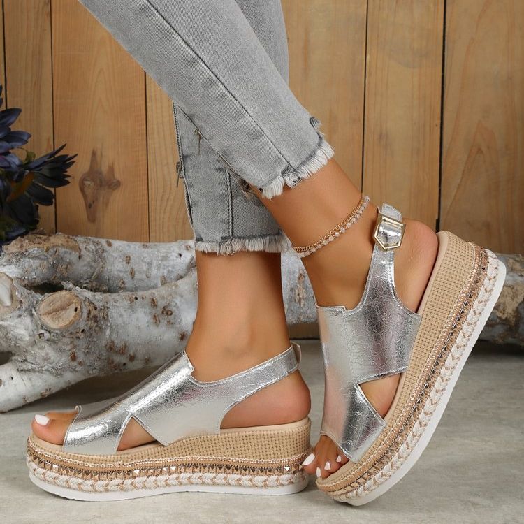 Women's Plus Size Rope Bottom Platform Sandals