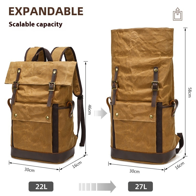 Horse Leather Backpack Multifunctional Outdoor Waterproof