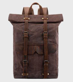 Vintage Backpack Horse Leather Casual Oil Wax Canvas