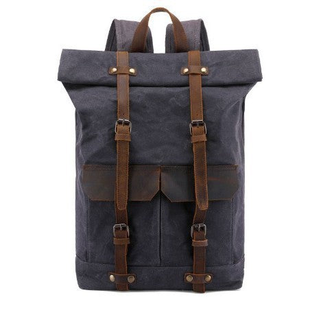 Vintage Backpack Horse Leather Casual Oil Wax Canvas