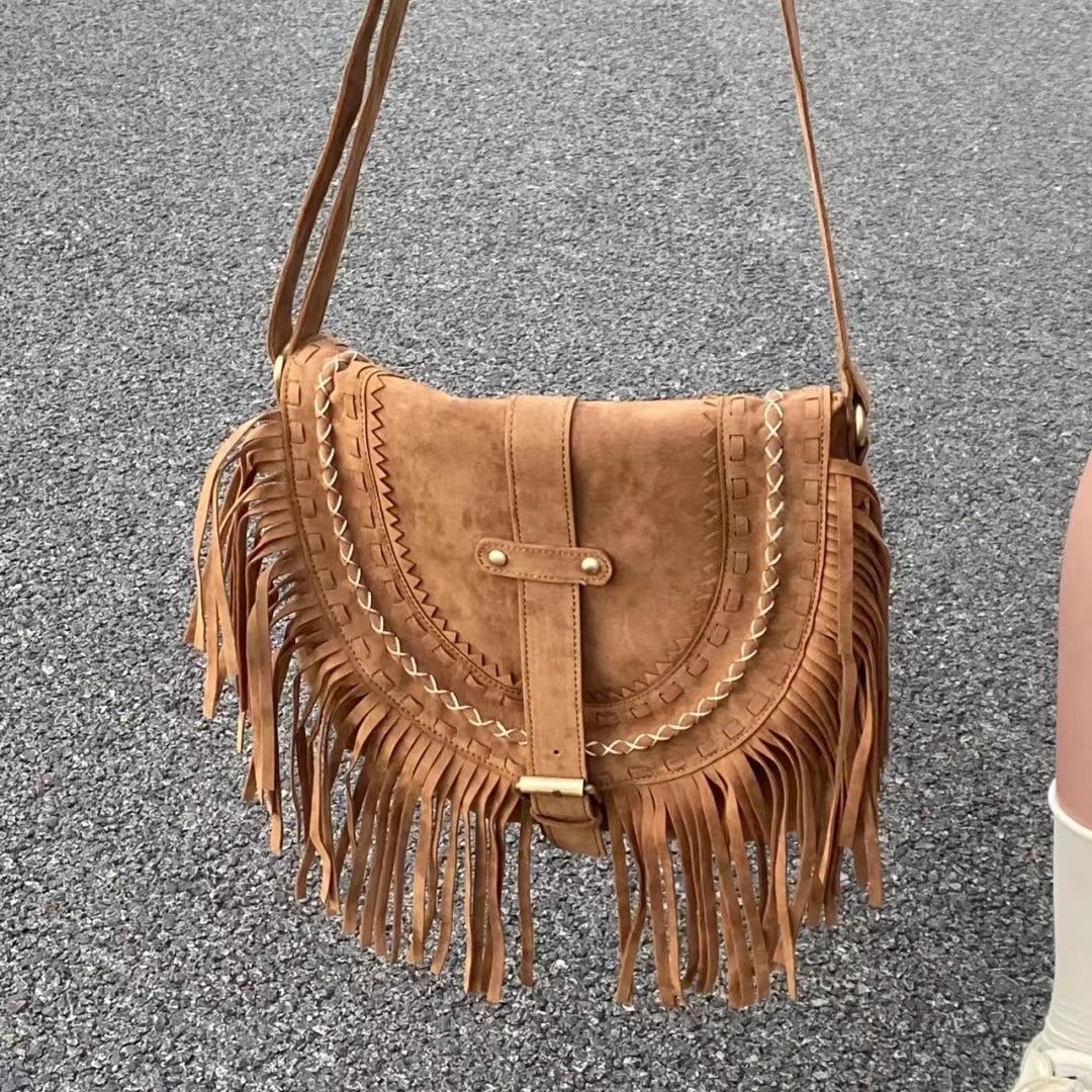 Handmade Suede Tassel Women's Retro Shoulder Messenger Bag