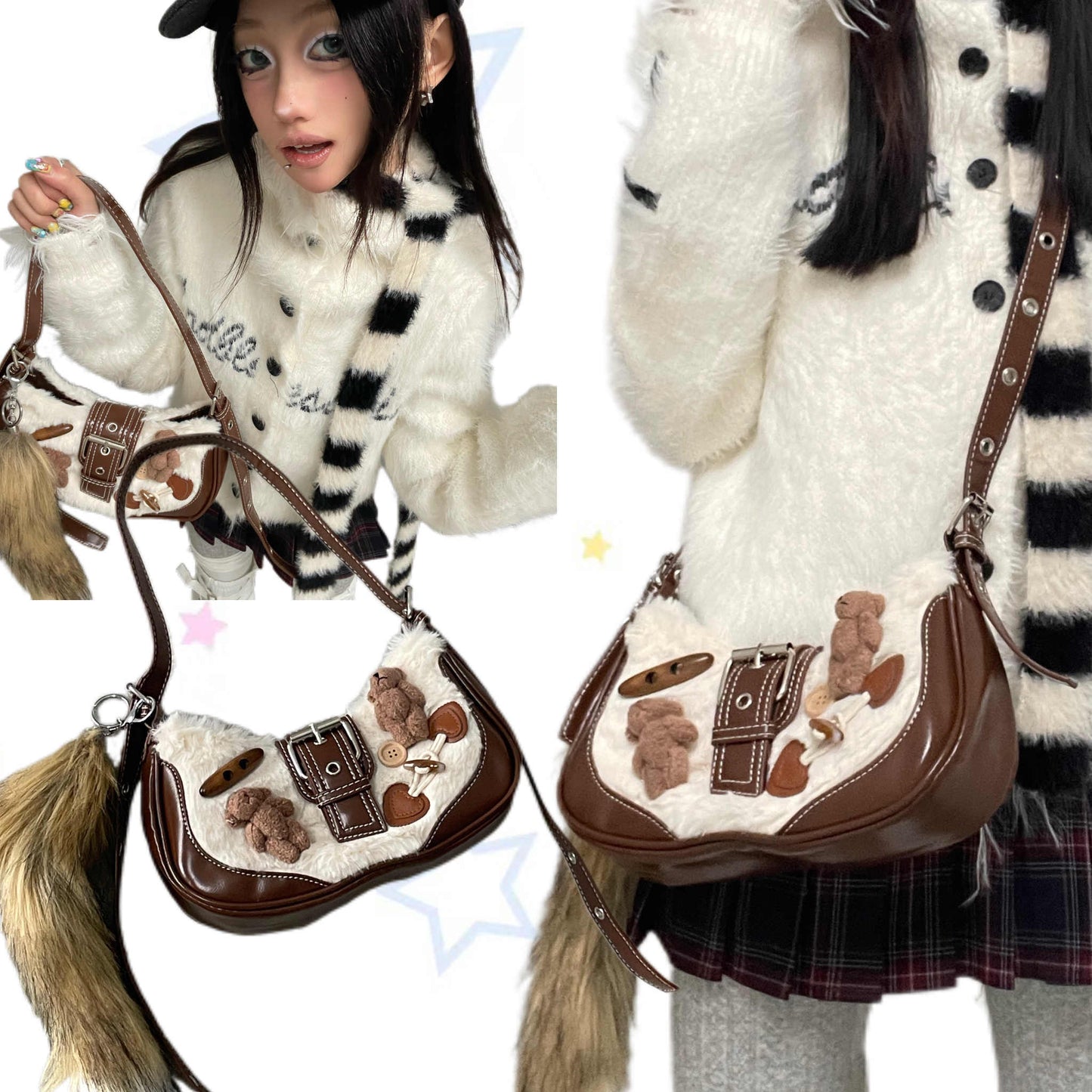 Millennium Button Niche Cute Crossbody Y2g Crescent Shoulder Bag For Women